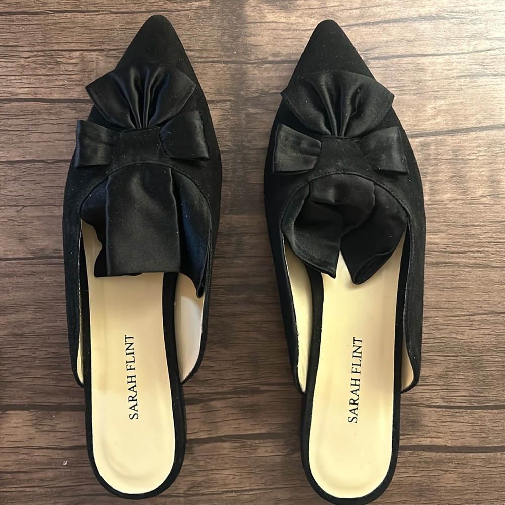 Sarah Flint Mule. Exclusive and Archived mule in beautiful black suede